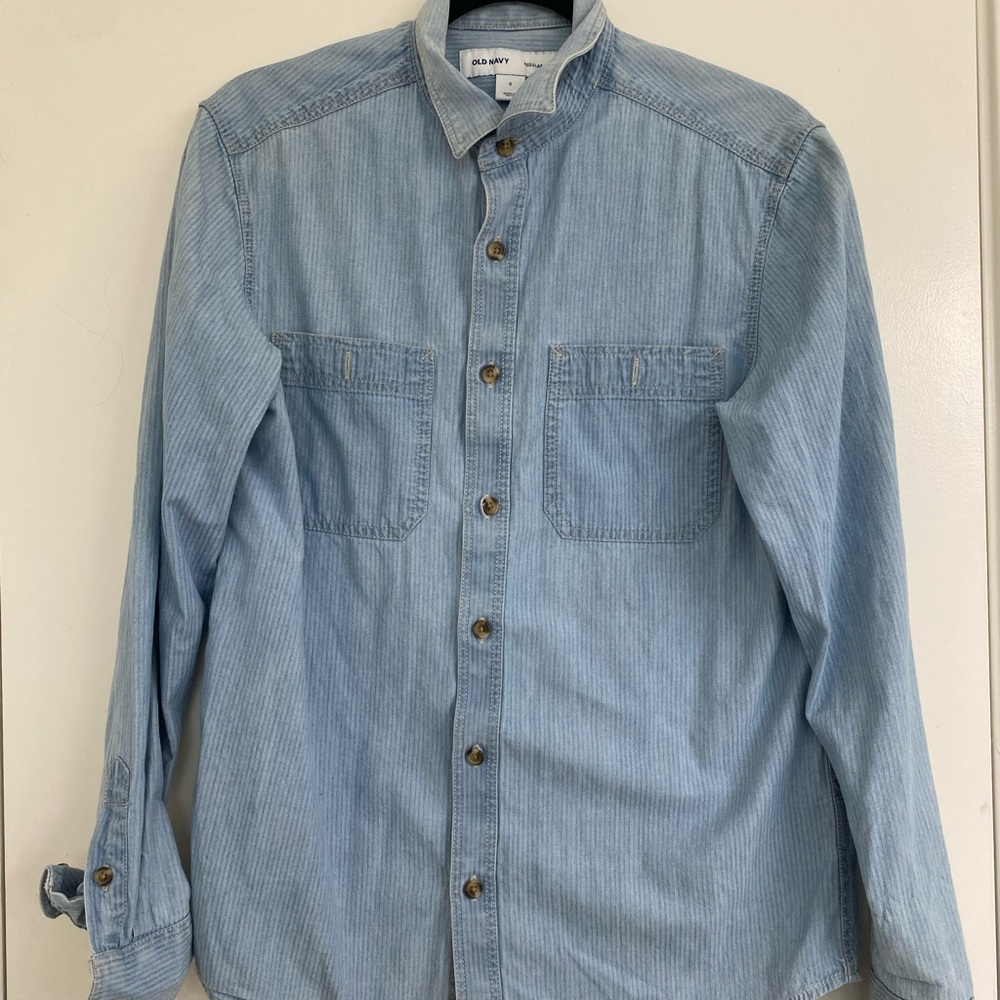 OLD NAVY Light Blue Denim Button-Up Shirt